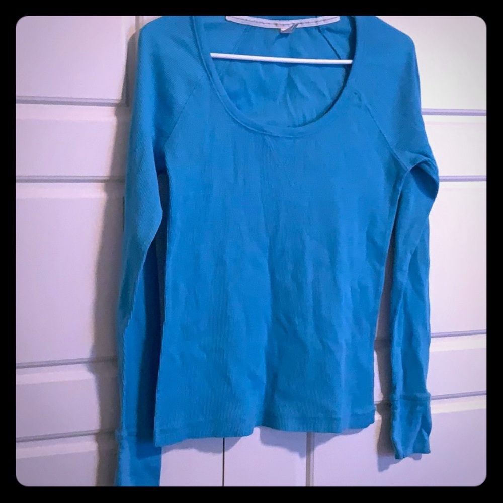 OLD NAVY BLUE LONG SLEEVE TEE WAFFLE KNIT
